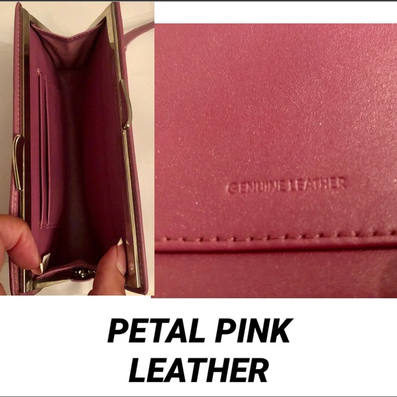 LEATHER PETAL PINK WRISTLET CLUTCH BY ROLFS - Picture 2 of 3